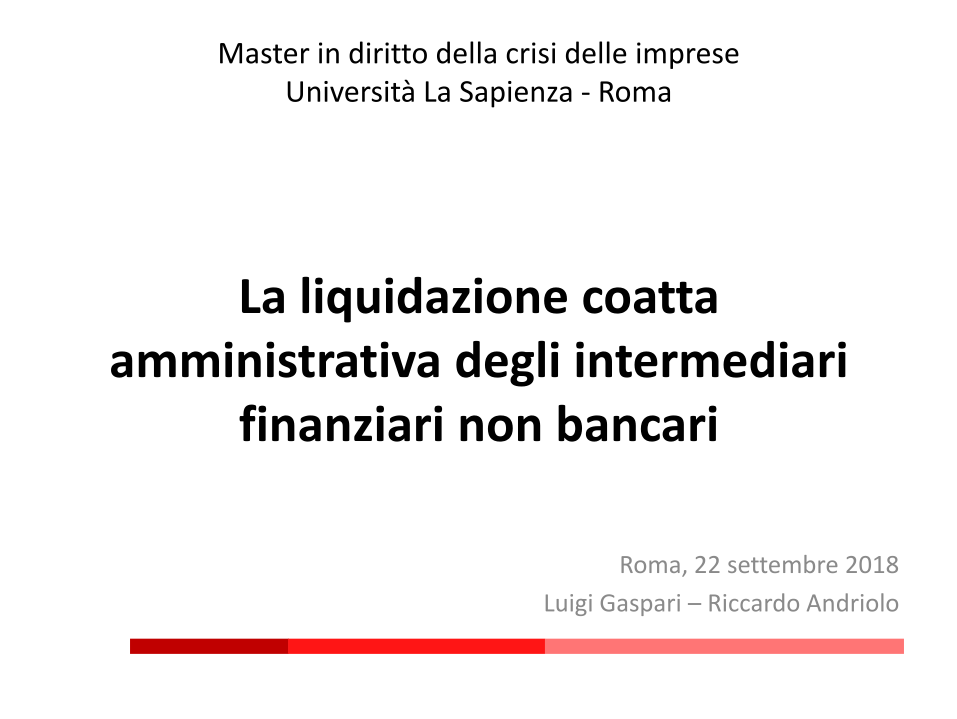 Liquidazione Coatta Amministrativa of non-banking intermediaries ...